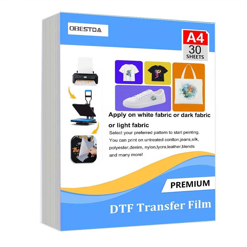 Heat Transfer Vinyl Roll - A4 30 Stück DTF-Transferfolie PET-Wärmeübertragungspapier Matte