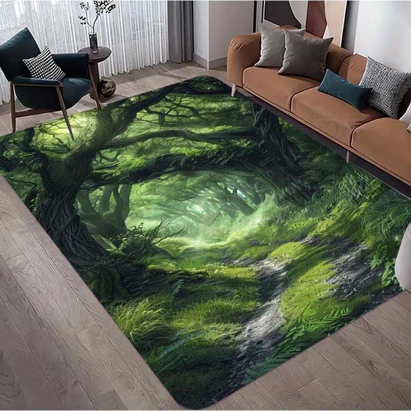 Commercial Road Printing - 3D Optische Täuschung Wald-Druckteppich Grüner Baum
