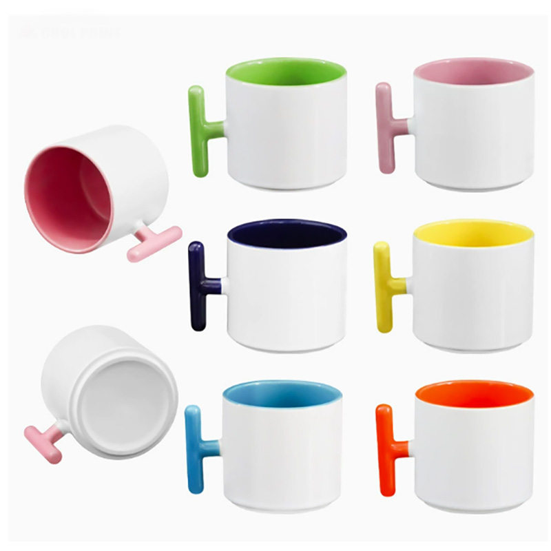 Sublimation Mug Blank - 2PCS Kreativität T-förmigen griff keramik becher
