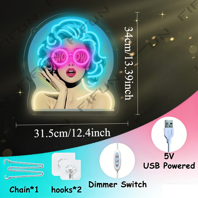 WOW Curl Girl Neon-Schild UV-B – Commercial Wall Printing Bewertung und Preis